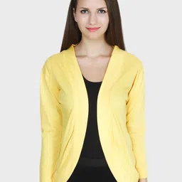 TEEMOODS Women Yellow Monochrome Shrug-51