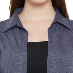 Hypernation Women Blue Longline Open Front Shrug image 2
