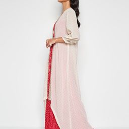 Global Desi Printed Longline Ethnic Open Front Shrug image 3