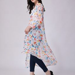 SCORPIUS Printed Longline Sheer Georgette Shrug image 2