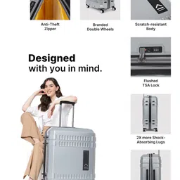 uppercase Grey Textured Bullet Hard-Sided Large Trolley Suitcase image 5