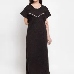 Secret Wish Coffee Brown & Mauve Printed Maternity Nightdress-20