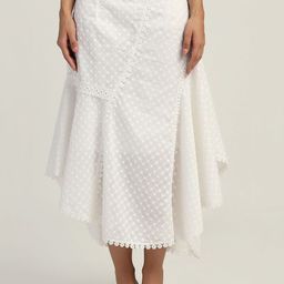 LELA Asymmetrical Lace Midi Skirt-image-4