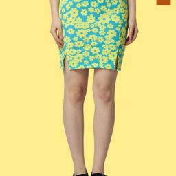Popwings Pack Of 2 Printed Pencil Above Knee Skirts-image-58