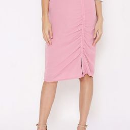 aturabi Women Pink Solid Knee Length A-Line Skirts-image-39