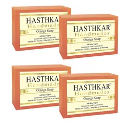 Hasthkar Set of 4 Handmade Orange Soap with Glycerin & Coconut Oil - 125 g Each-6
