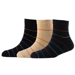 Cotstyle Men Pack Of 3 Striped Pure Cotton Above Ankle Socks-image-80
