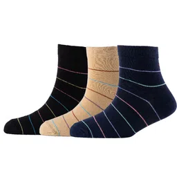 Cotstyle Men Pack Of 3 Striped Pure Cotton Above Ankle Socks-image-92