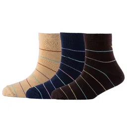 Cotstyle Men Pack Of 3 Striped Pure Cotton Above Ankle Socks-image-86