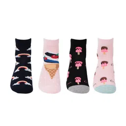 Bonjour Girls Pack Of 4 Designer Above Ankle Socks-45