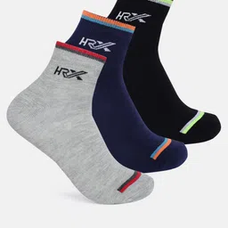 HRX by Hrithik Roshan Men Pack Of 3 Striped Flat Knit Ankle-Length Socks-image-94