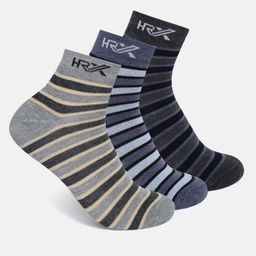HRX by Hrithik Roshan Men Pack Of 3 Striped Ankle-Length Socks-image-60