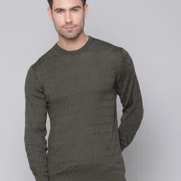 Bruun & Stengade Men Olive Green Ribbed Pullover-picture-47