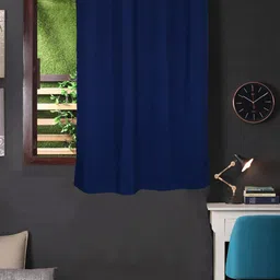 Lushomes Navy Blue Heavy Polyester Waterproof Window Curtain-2