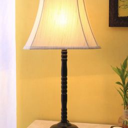 Devansh Off White Iron Traditional Bedside Standard Table Lamp-21