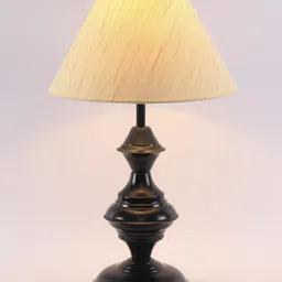 Devansh Off White Traditional Mota Katori Wrought Iron Table Lamp with Shade image 4