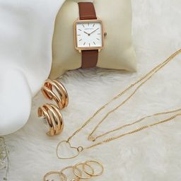 JOKER & WITCH Women Sandstone Love Stack Watch & Gold Plated Jewellery Gift Set JWLS322-image-23