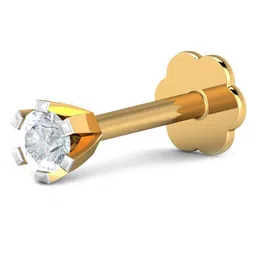 KUBERBOX Prong 18KT Gold Diamond Studded Nose Pin-0.41 gm-image-43