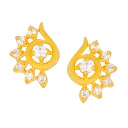 BHIMA 22K Hallmark 916 Purity Yellow Gold Floral Stone Stud-image-80