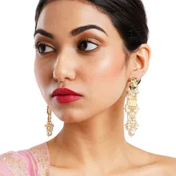 HOT AND BOLD Gold-Toned Teardrop Shaped Drop Earrings image 4