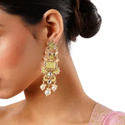 HOT AND BOLD Gold-Toned Teardrop Shaped Drop Earrings image 2