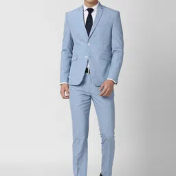 V Dot Men Blue Single-Breasted Skinny-Fit Formal Suit-image-56