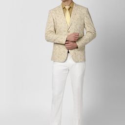 V Dot Men Beige Single-Breasted Slim Fit 2-Piece Suit-image-62