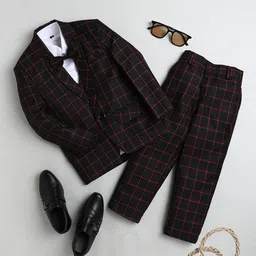 Jeetethnics Boys Checked Single-Breasted 4-Piece Partywear Suit-picture-33