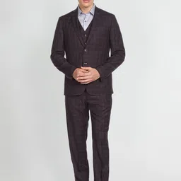 Arrow 3 Piece Tartan Checked Single-Breasted Reversible Waistcoat Formal Suit-37