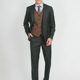 Arrow 3 Piece Checked Single-Breasted Reversible Waistcoat Formal Suit-10