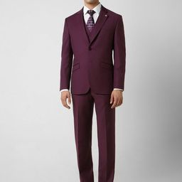 Van Heusen Men Solid Single-Breasted 3 Piece Formal Suit-image-50