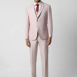 Van Heusen Men Textured Slim-Fit Single-Breasted Three-Piece Formal Suit-image-64