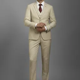 Louis Philippe Men Self Design Textured Slim Fit Formal Three Piece Suit-image-82