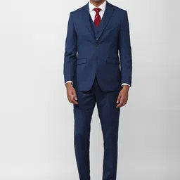 Peter England Elite 3-Piece Self-Design Single-Breasted Slim-Fit Suit-18