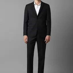 Louis Philippe Men Textured Notched Lapel Slim-Fit Single-Breasted Two-Piece Formal Suit-image-20