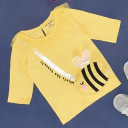 Pantaloons Baby Girls Typography Printed Applique Detail Cotton T-shirt-picture-18