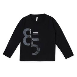earth conscious Boys Black Typography Printed V-Neck Applique T-shirt-image-67