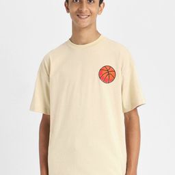 VEIRDO Boys Printed Drop-Shoulder Sleeves Pure Cotton Raw Edge T-shirt-image-85
