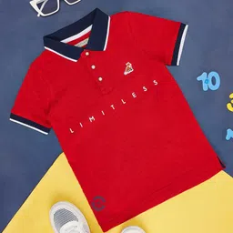 Pantaloons Junior Boys Colourblocked Polo Collar Applique Cotton T-Shirt-image-39