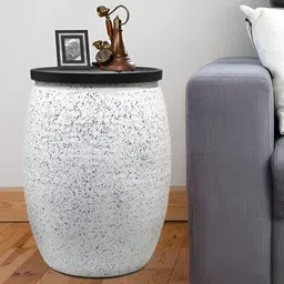 Metalsmith White and Black Textured Metal Oval Shaped Coffee Table-7