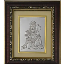 Pray Everyday Silver-Toned & Brown Hanuman Ji Wooden Wall Photo Frame-image-47
