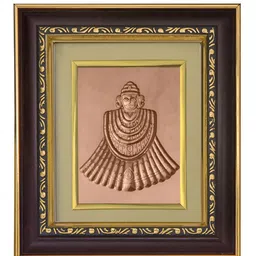 Pray Everyday Brown & Bronze Toned Khatu Shyam Ji Self Design Wall Photo Frame-image-69