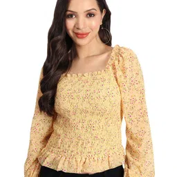 BAESD Print Puff Sleeve Georgette Top-picture-14