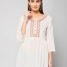 Winza Designer Geometric Embroidered Longline Peplum Top-image-15