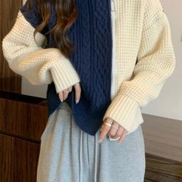 StyleCast Teen Girls Blue & Cream Colourblocked Acrylic Pullover-image-23