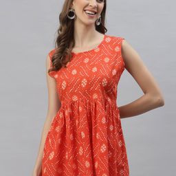 Stylum Ethnic Motifs Printed Pure Cotton Empire Top-image-10