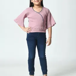 BAESD Girls V-neck Flared Sleeve Crepe Top-image-62