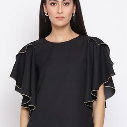 BAESD Round Neck Flutter Sleeves Top-image-46