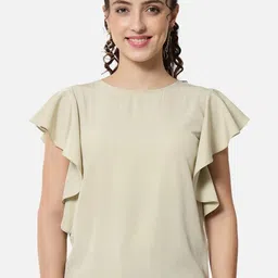 BAESD Flutter Sleeves Gathered Regular Top-image-2