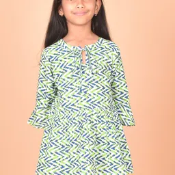 misbis Girls Floral Print Tie Up Neck Bell Sleeve Peplum Top-image-22